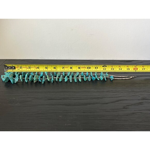 VTG Artisan Large Turquoise Nugget Necklace Heishi/Shell Spacers Hook Clasp 31" - Picture 10 of 10